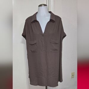 Women's Brown Button-Up Top